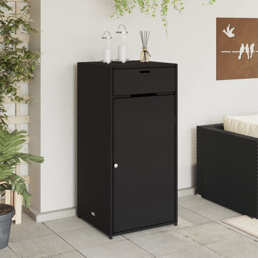 vidaXL Patio Storage Cabinet Black 21.7"x21.7"x43.7" Poly Rattan