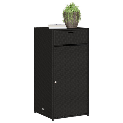 vidaXL Patio Storage Cabinet Black 21.7"x21.7"x43.7" Poly Rattan