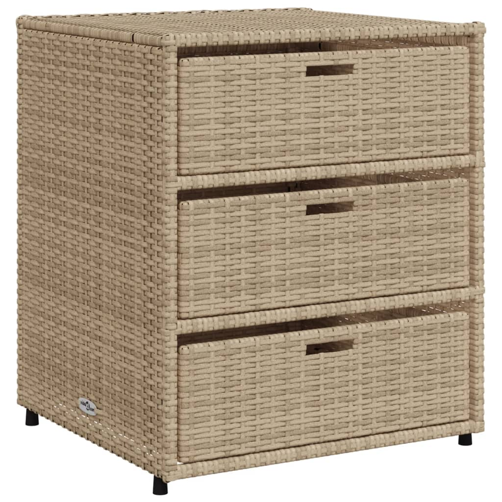 vidaXL Patio Storage Cabinet Beige 21.7"x23.2"x27.2" Poly Rattan