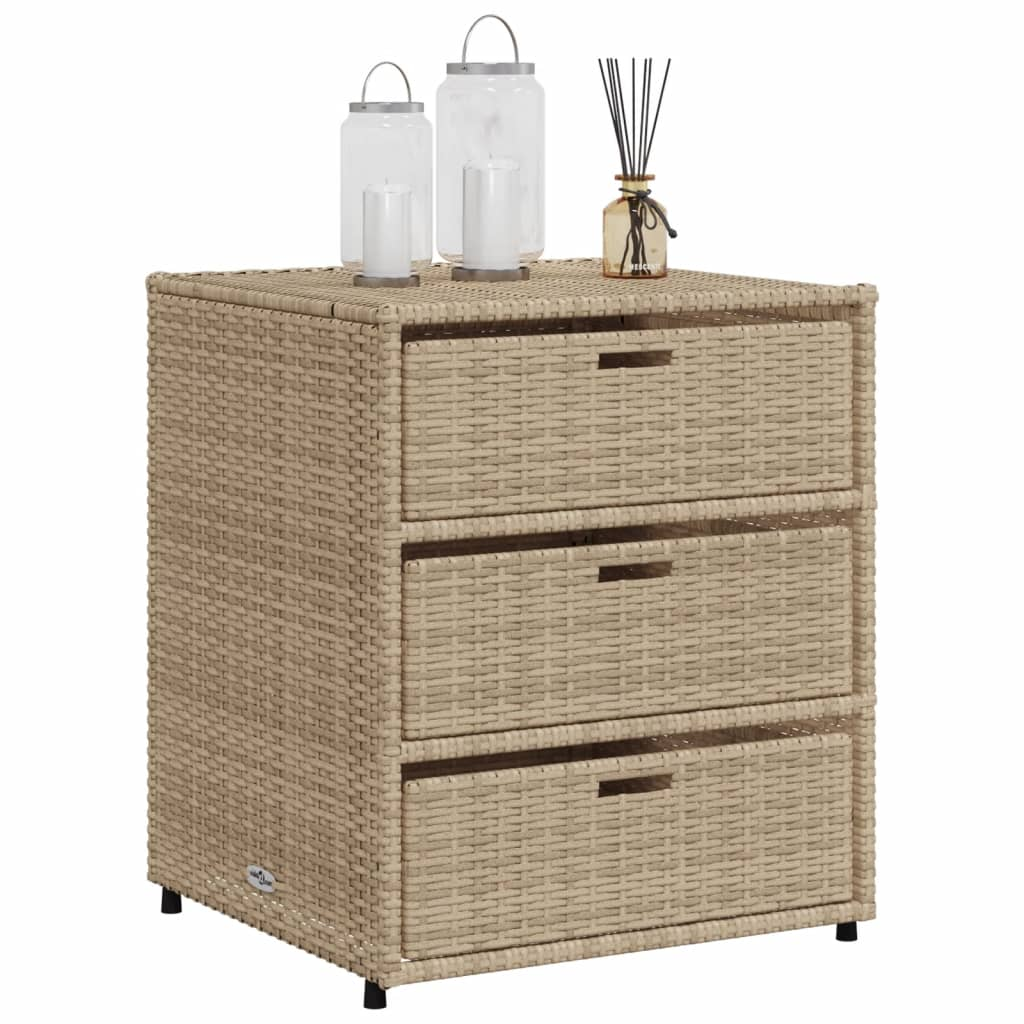 vidaXL Patio Storage Cabinet Beige 21.7"x23.2"x27.2" Poly Rattan