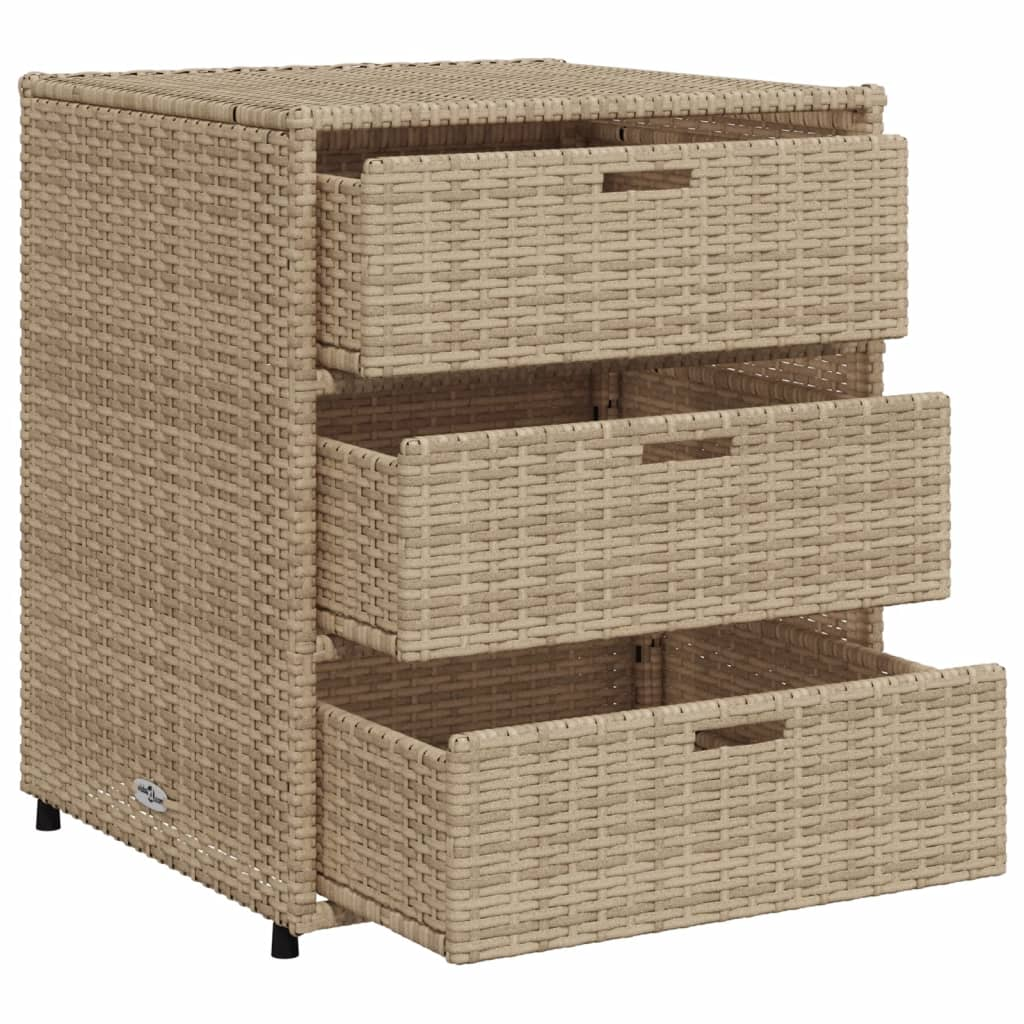 vidaXL Patio Storage Cabinet Beige 21.7"x23.2"x27.2" Poly Rattan