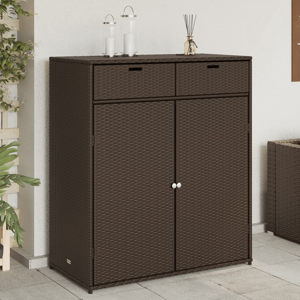 vidaXL Patio Storage Cabinet Brown 41.3"x21.7"x44.5" Poly Rattan