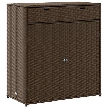 vidaXL Patio Storage Cabinet Brown 41.3"x21.7"x44.5" Poly Rattan