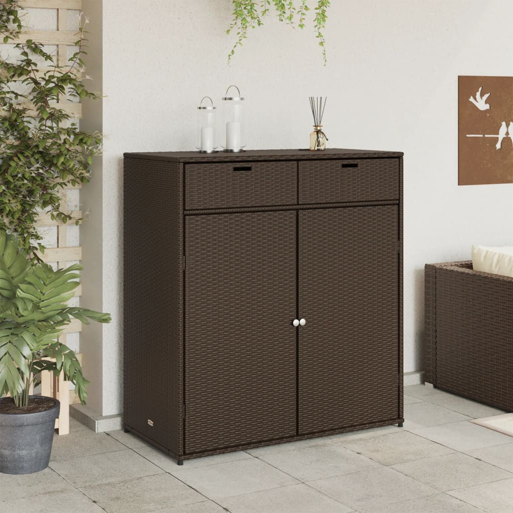 vidaXL Patio Storage Cabinet Brown 41.3"x21.7"x44.5" Poly Rattan