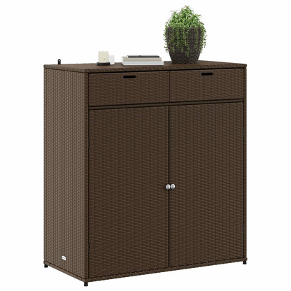 vidaXL Patio Storage Cabinet Brown 41.3"x21.7"x44.5" Poly Rattan