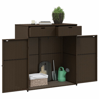 vidaXL Patio Storage Cabinet Brown 41.3"x21.7"x44.5" Poly Rattan