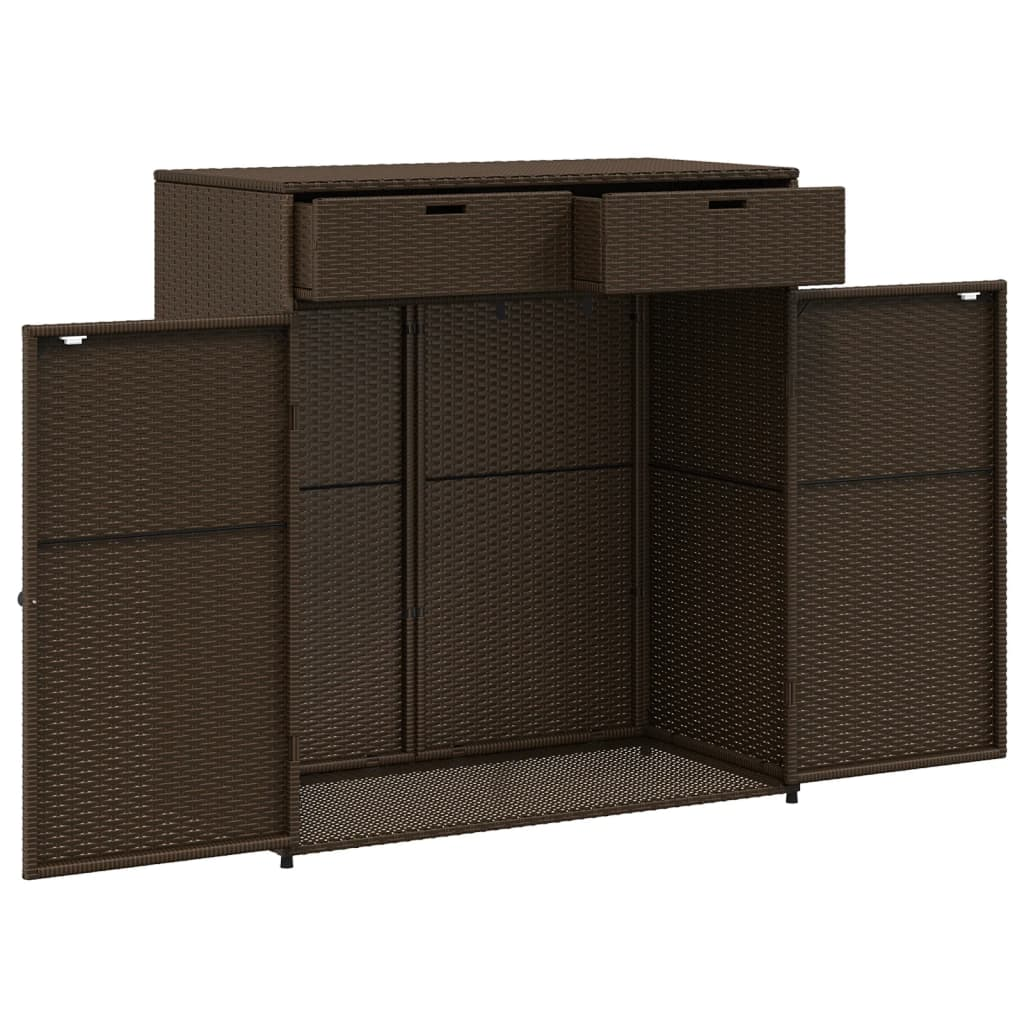 vidaXL Patio Storage Cabinet Brown 41.3"x21.7"x44.5" Poly Rattan