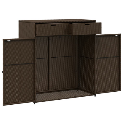 vidaXL Patio Storage Cabinet Brown 41.3"x21.7"x44.5" Poly Rattan