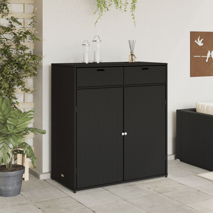 vidaXL Patio Storage Cabinet Black 41.3"x21.7"x44.5" Poly Rattan