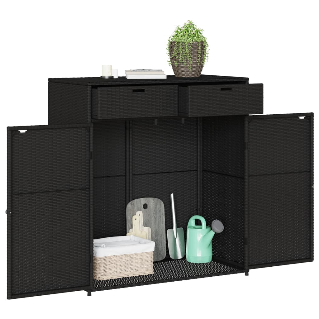 vidaXL Patio Storage Cabinet Black 41.3"x21.7"x44.5" Poly Rattan