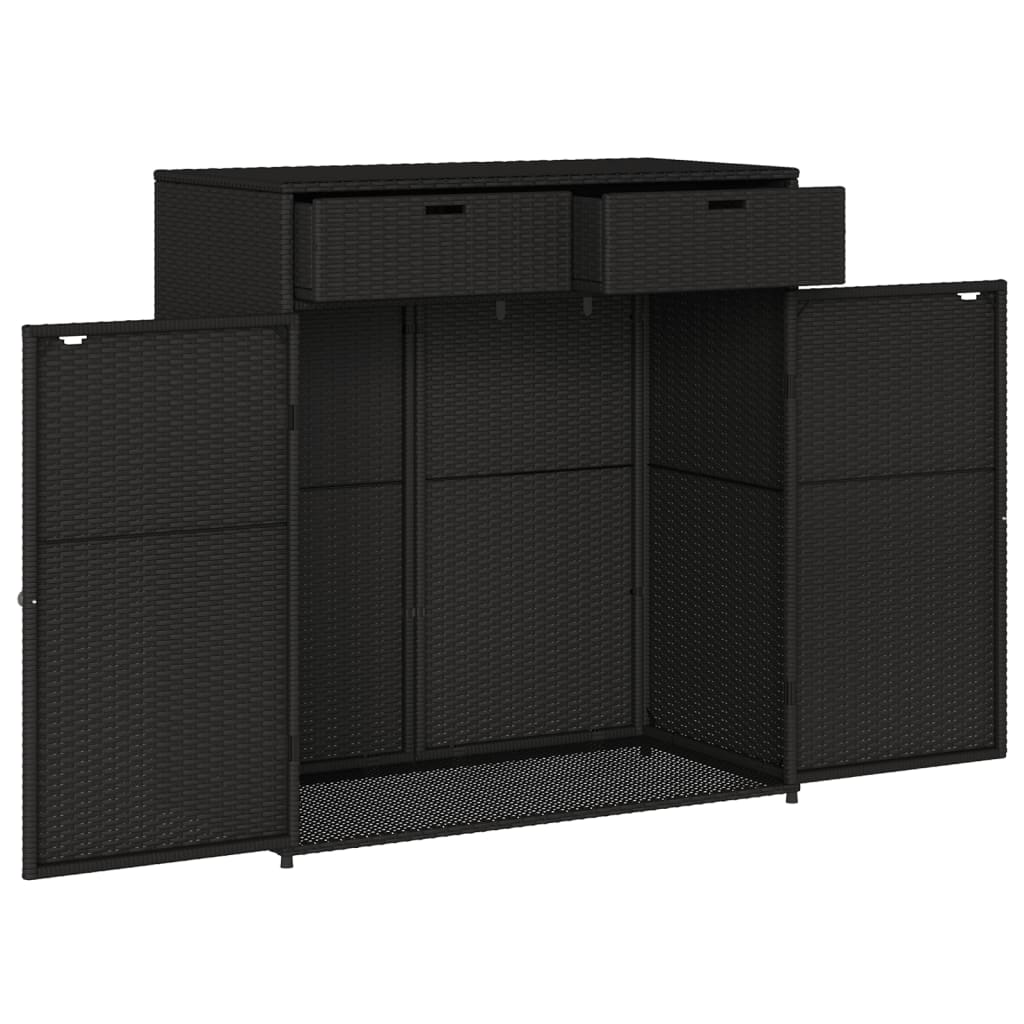 vidaXL Patio Storage Cabinet Black 41.3"x21.7"x44.5" Poly Rattan