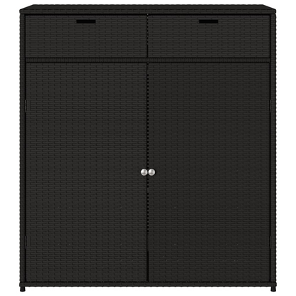 vidaXL Patio Storage Cabinet Black 41.3"x21.7"x44.5" Poly Rattan