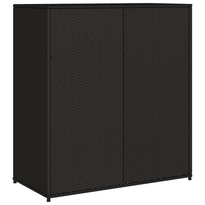 vidaXL Patio Storage Cabinet Black 41.3"x21.7"x44.5" Poly Rattan