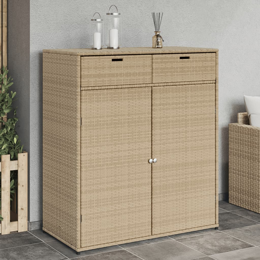 vidaXL Patio Storage Cabinet Beige 41.3"x21.7"x44.5" Poly Rattan