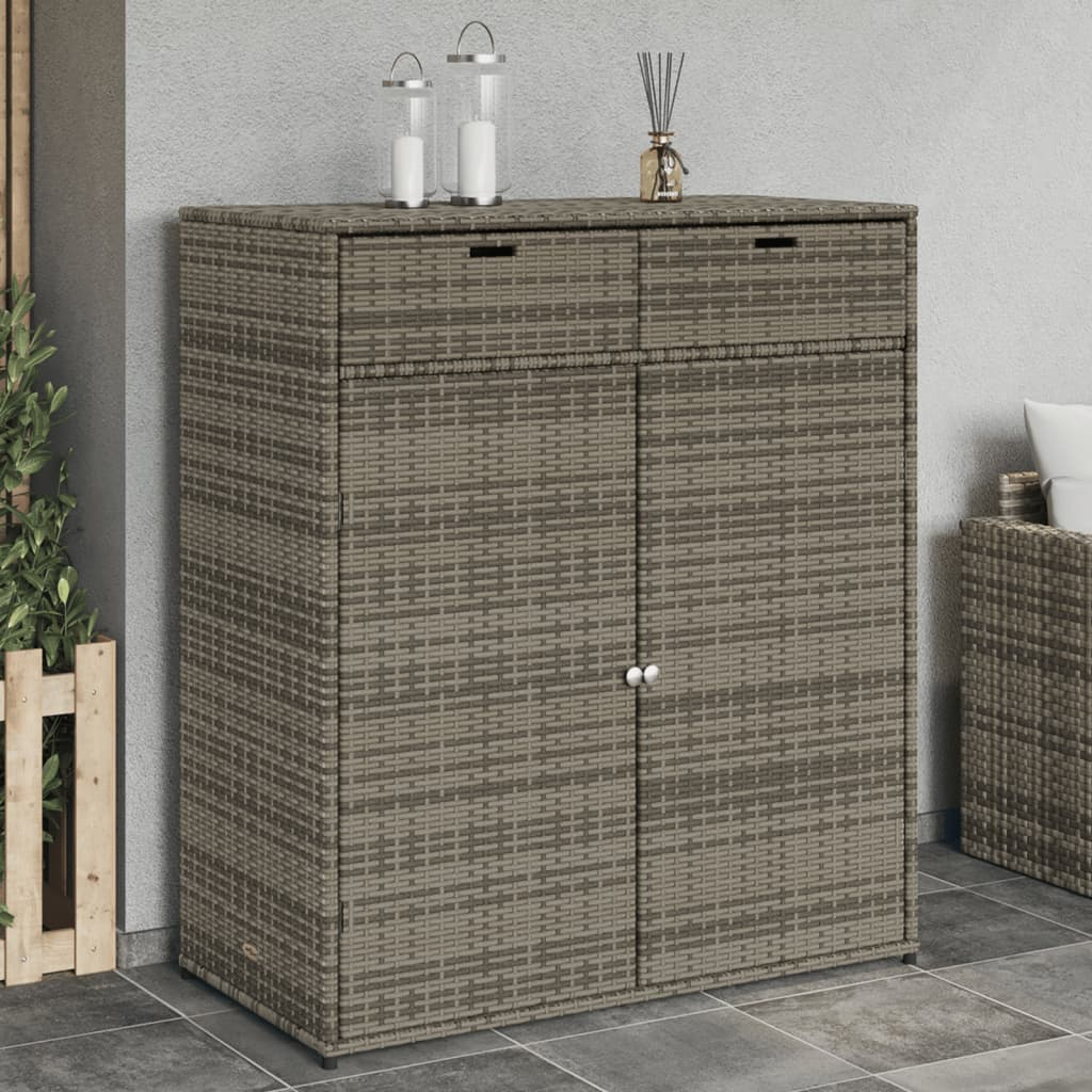 vidaXL Patio Storage Cabinet Gray 41.3"x21.7"x44.5" Poly Rattan