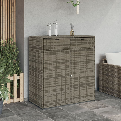 vidaXL Patio Storage Cabinet Gray 41.3"x21.7"x44.5" Poly Rattan