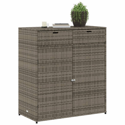 vidaXL Patio Storage Cabinet Gray 41.3"x21.7"x44.5" Poly Rattan