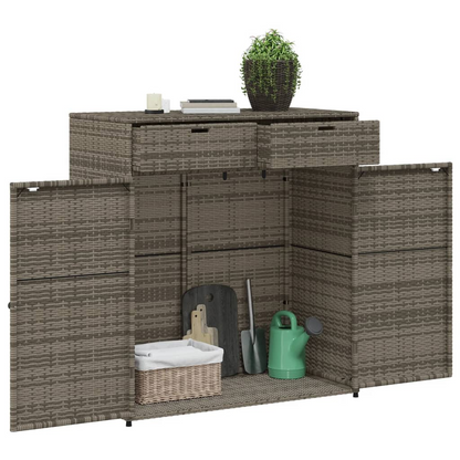 vidaXL Patio Storage Cabinet Gray 41.3"x21.7"x44.5" Poly Rattan