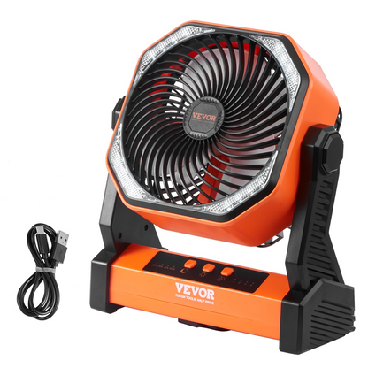 VEVOR Portable Fan Rechargeable 8 inch, Battery Powered Fan with LED Lantern, 4 Speeds Adjustable Portable Small Table Fan Personal, USB Battery Operated Fans for Travel Bedroom Home Camping Office