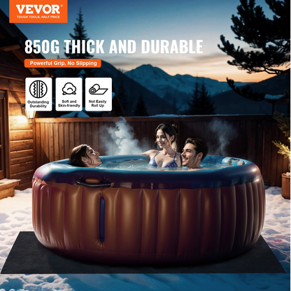 VEVOR 74 x 72 Inch Hot Tub Mat, Extra Large Inflatable Hot Tub Pad, Waterproof Slip-Proof Backing, Absorbent Spa Pool Ground Base Flooring Protector Mat Reusable Outdoor & Indoor, Also For Car Repair