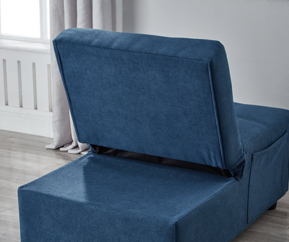 Living Room Bed Room Furniture with Blue Linen Fabric Recliner Chair Bed