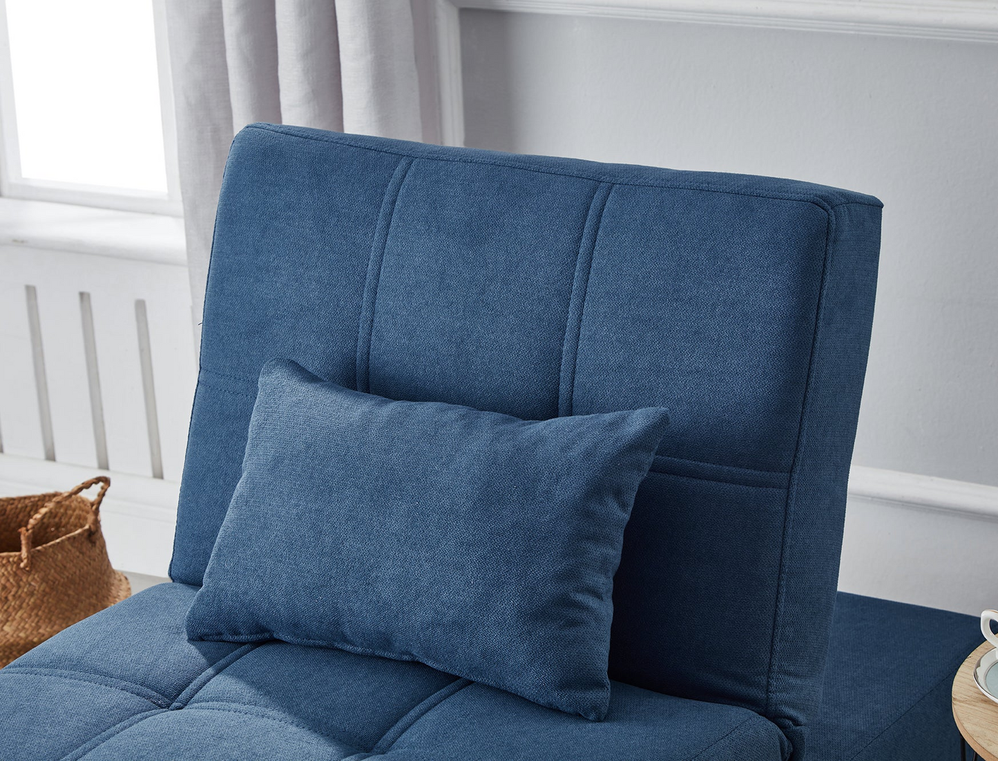 Living Room Bed Room Furniture with Blue Linen Fabric Recliner Chair Bed