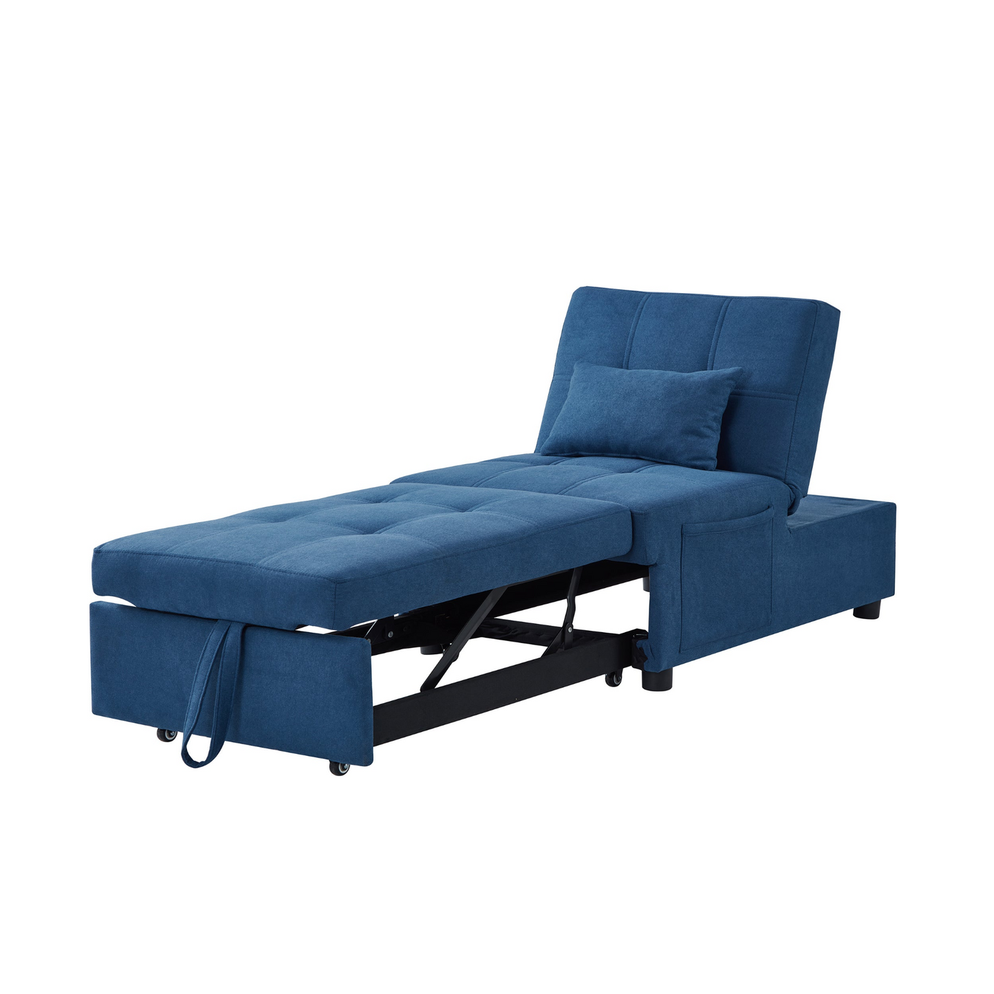 Living Room Bed Room Furniture with Blue Linen Fabric Recliner Chair Bed