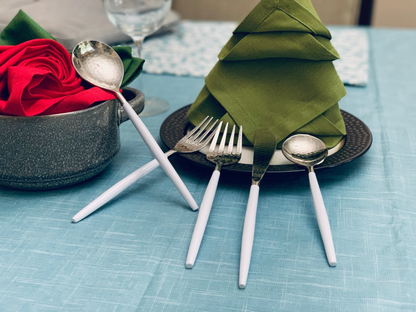 White & Silver Flatware Stainless Steel Set of 20