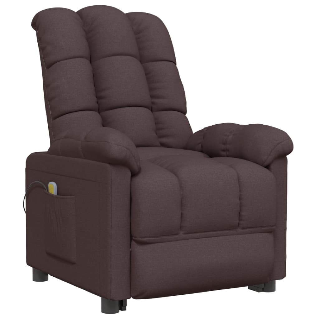 vidaXL Massage Chair Dark Brown Fabric