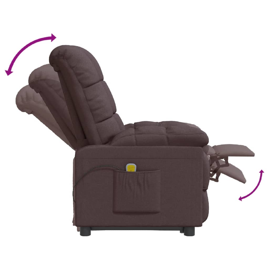 vidaXL Massage Chair Dark Brown Fabric