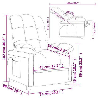 vidaXL Massage Chair Dark Brown Fabric