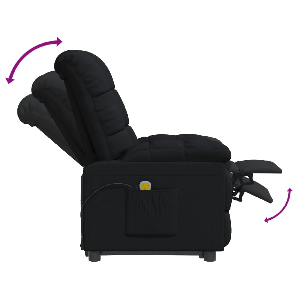 vidaXL Massage Chair Black Fabric