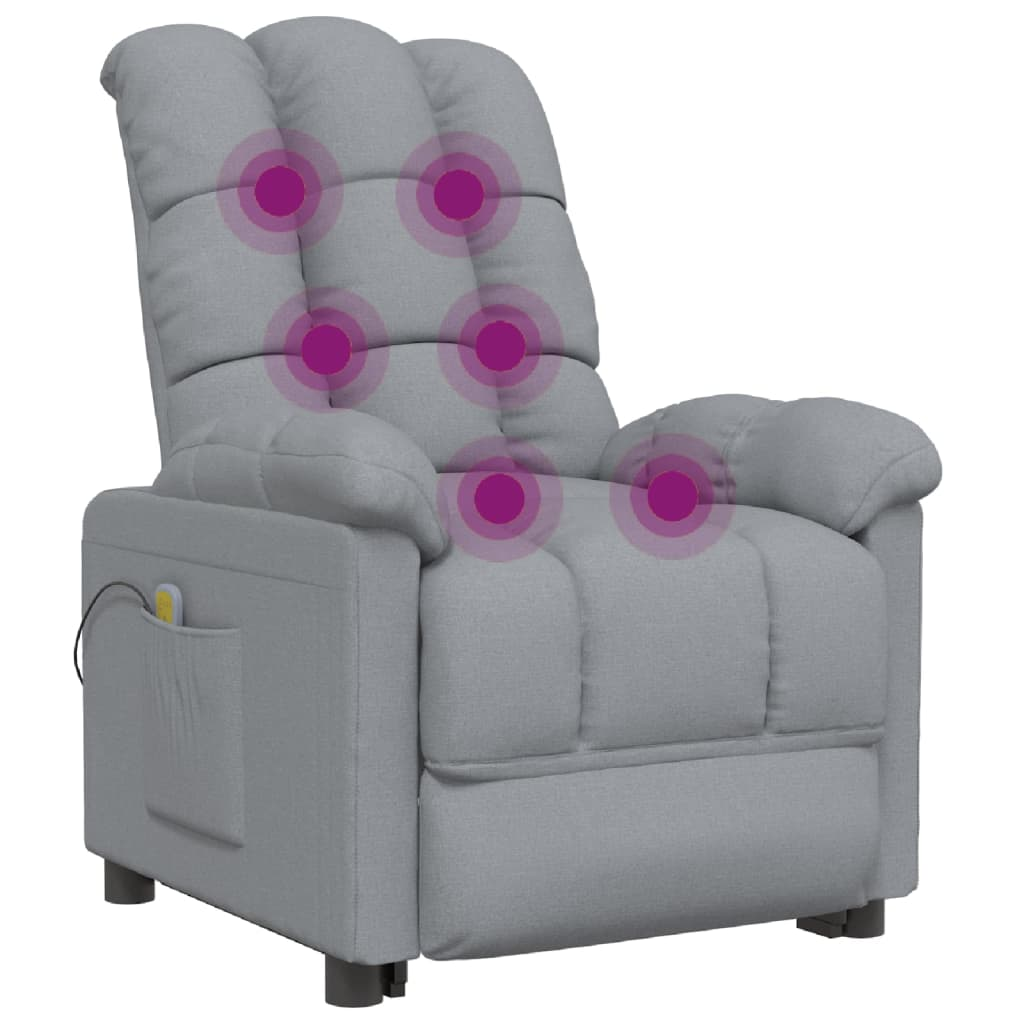 vidaXL Massage Chair Light Gray Fabric