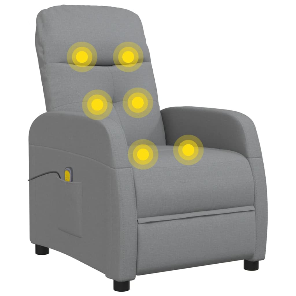 vidaXL Massage Chair Light Gray Fabric