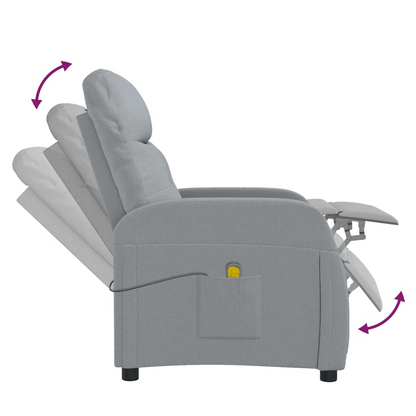 vidaXL Massage Chair Light Gray Fabric