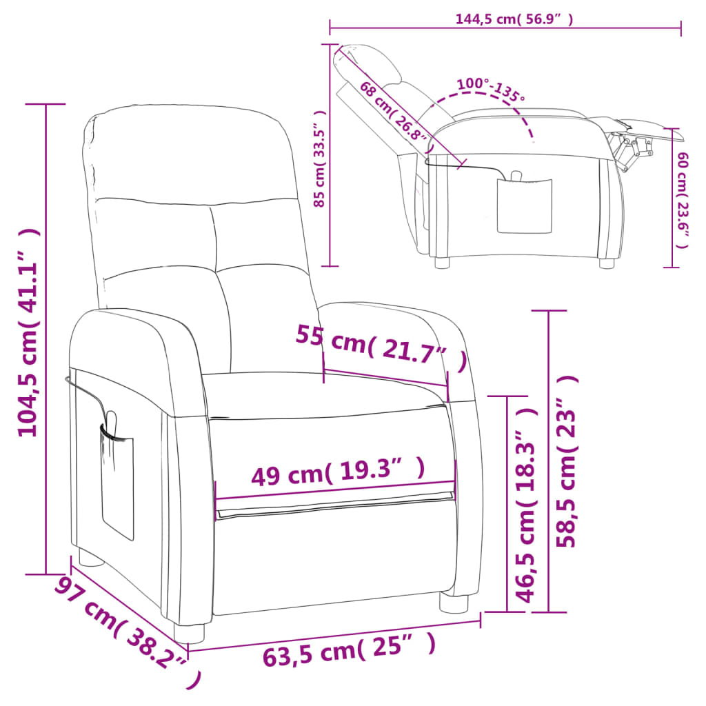 vidaXL Massage Chair Dark Gray Fabric