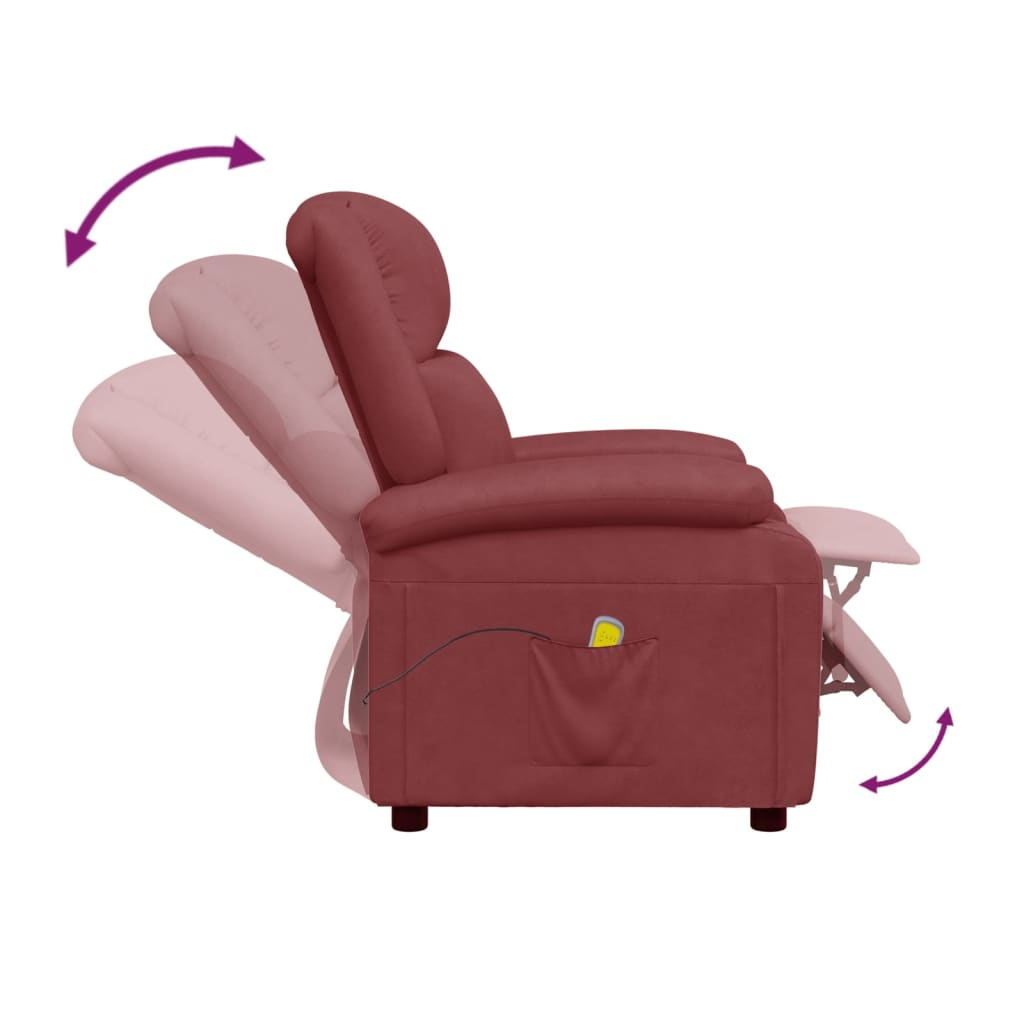 vidaXL Massage Chair Wine Red Faux Leather