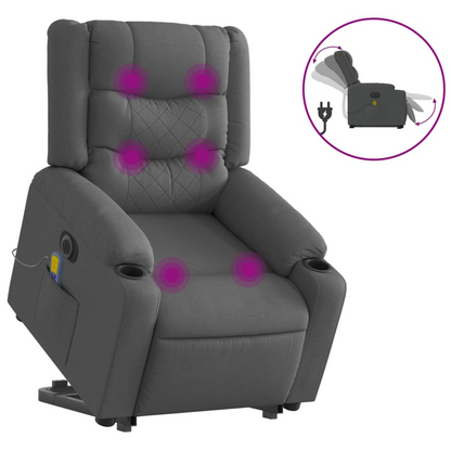 vidaXL Electric Stand up Massage Recliner Chair Dark Gray Fabric