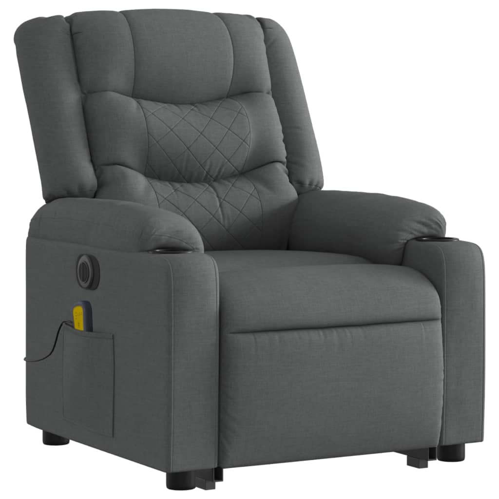 vidaXL Electric Stand up Massage Recliner Chair Dark Gray Fabric