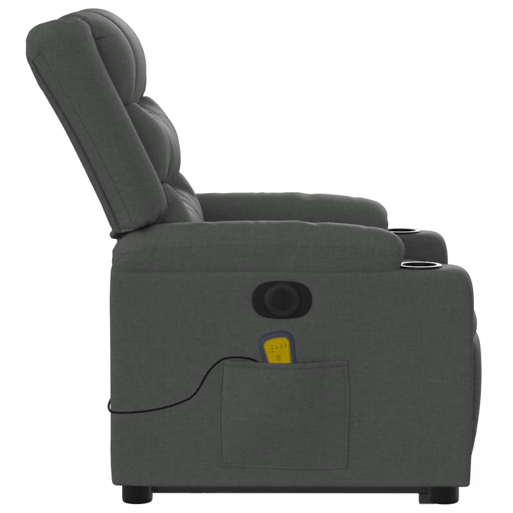 vidaXL Electric Stand up Massage Recliner Chair Dark Gray Fabric