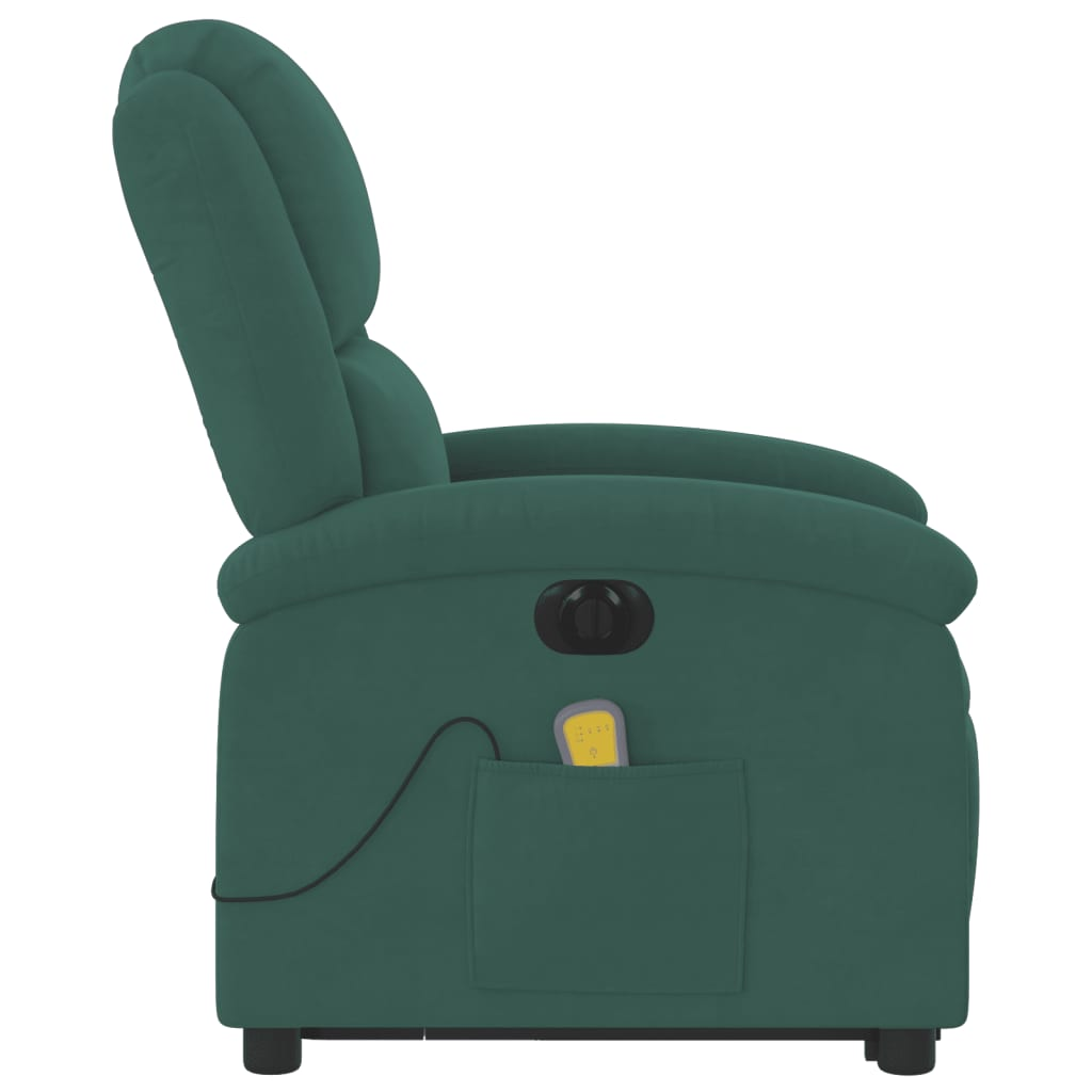 vidaXL Electric Stand up Massage Recliner Chair Dark Green Velvet