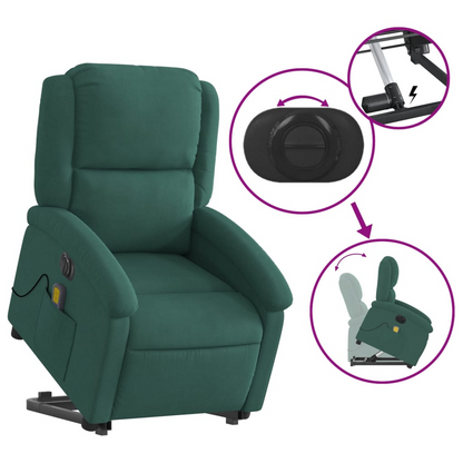 vidaXL Electric Stand up Massage Recliner Chair Dark Green Velvet