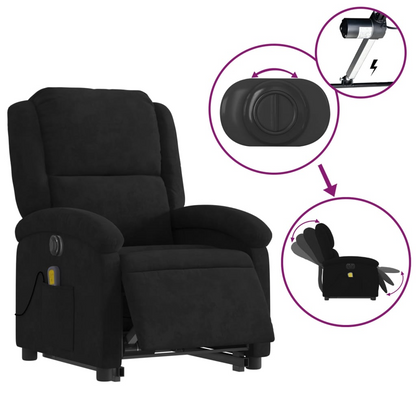 vidaXL Electric Stand up Massage Recliner Chair Black Velvet