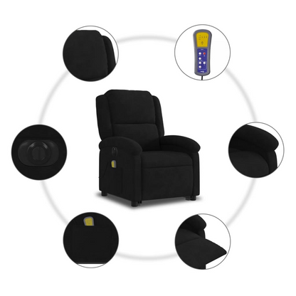 vidaXL Electric Stand up Massage Recliner Chair Black Velvet