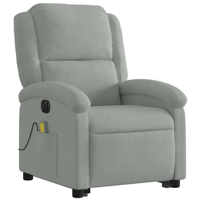 vidaXL Electric Stand up Massage Recliner Chair Light Gray Velvet