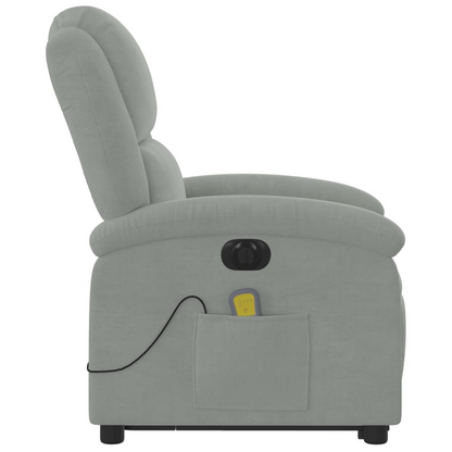 vidaXL Electric Stand up Massage Recliner Chair Light Gray Velvet