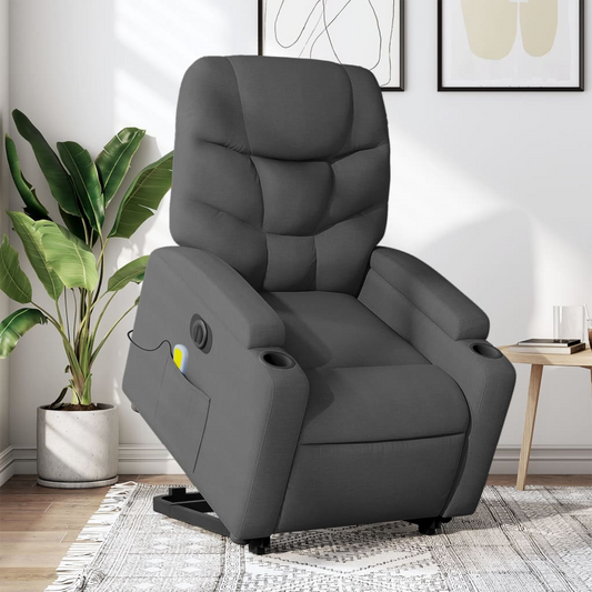 vidaXL Electric Stand up Massage Recliner Chair Dark Gray Fabric