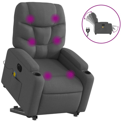 vidaXL Electric Stand up Massage Recliner Chair Dark Gray Fabric