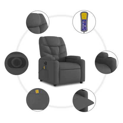 vidaXL Electric Stand up Massage Recliner Chair Dark Gray Fabric