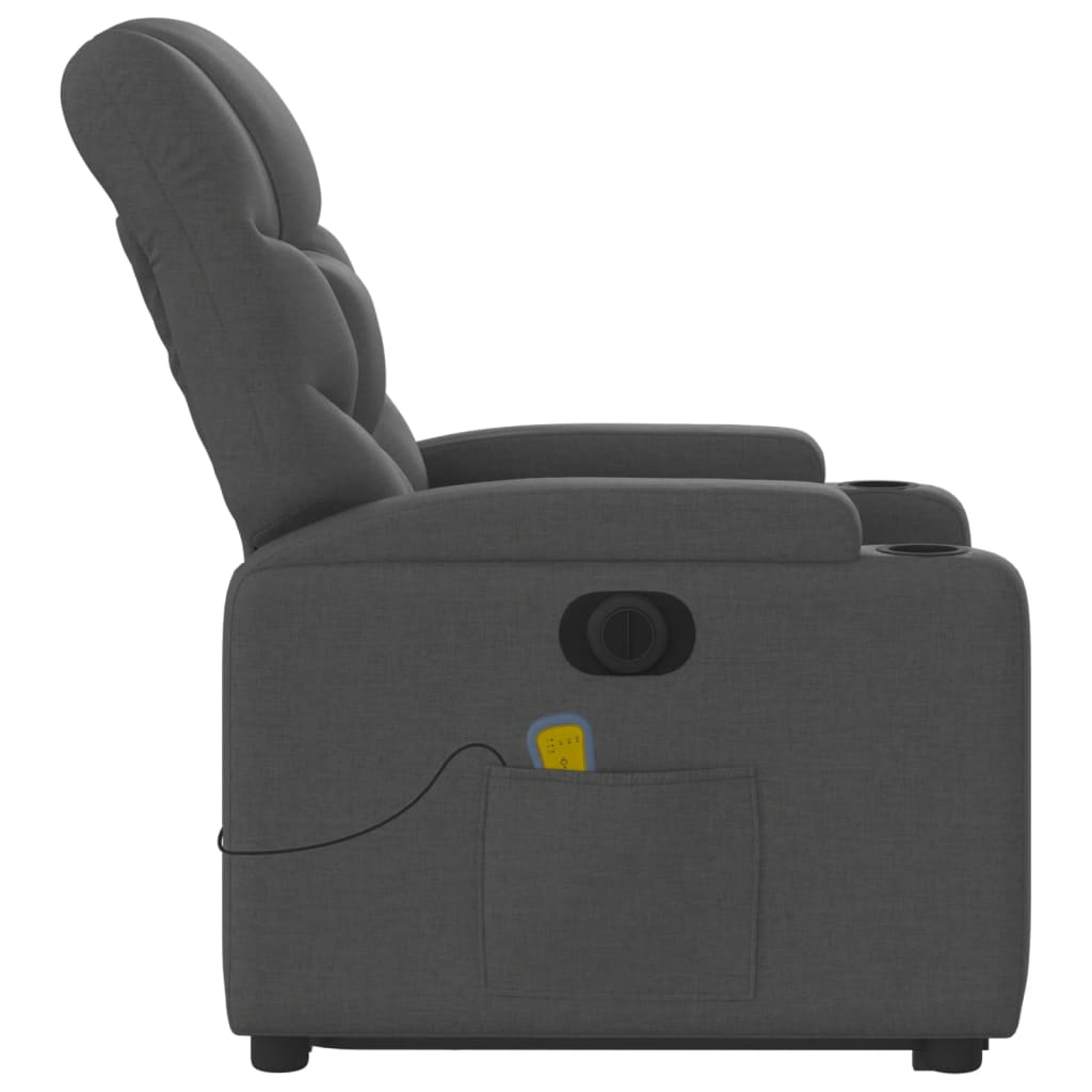 vidaXL Electric Stand up Massage Recliner Chair Dark Gray Fabric